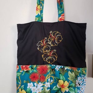 Tropical Flowers Hibiscus Hawiian Eco Friendly Tote, Shopping Bag, Purse