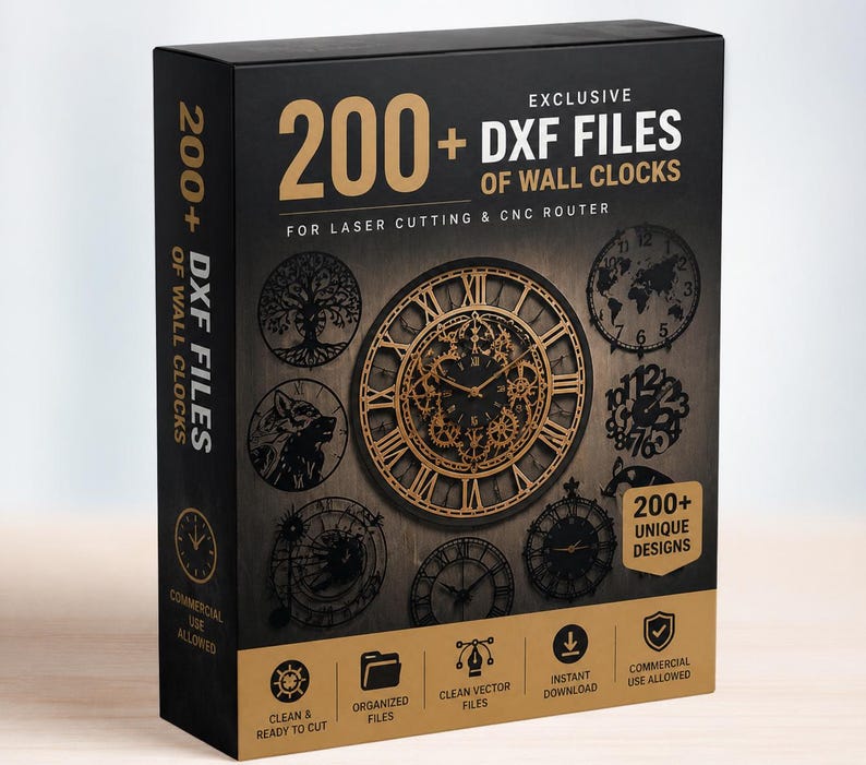 Simple Clock Dxf Files 200+ Clock Laser Cut Files Bundle |dxf SVG AI CNC Designs | Wall Clock ...