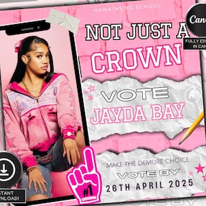 Homecoming Queen flyer , Homecoming Flyer , homecoming campaign flyer Vote Homecoming, HOCO Flyer, Vote for me Flyer, Pink HOCO Flyer