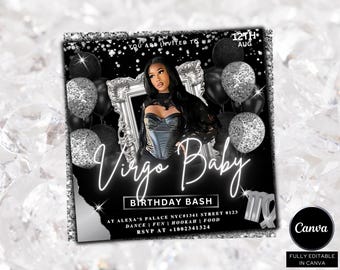 Virgo Birthday Flyer, Virgo Szn Flyer, Virgo Invitation Flyer, Virgo Birthday Event, Social Media Flyer, Premade Flyer Template