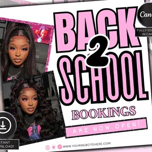 Back To School Booking Flyer, Back to school hair flyer, Back to school sale flyer, DIY canva template, Braid Special Flyer
