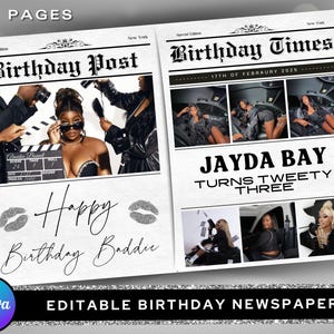 Canva Birthday Newspaper Template, Editable Newspaper Birthday, Large Newspaper Template, Birthday Newspaper For Photography