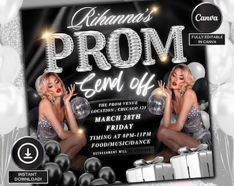 Prom Send Off Flyer, DIY Prom Flyer, Prom Canva Template, Prom Send Off, Prom Send Off Event, Editable, DIY Canva, Instant Download