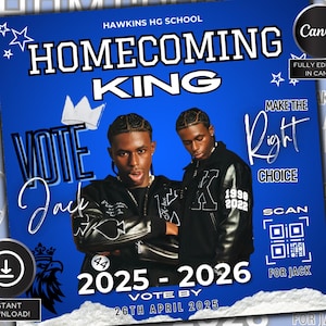 Homecoming King Campaign Flyer, Vote for Me, Homecoming King, Hoco, Election Campaign, Instagram Template, Editable Canva Template