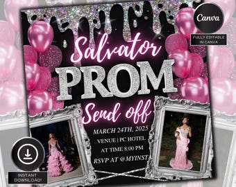 Red Prom Send off Flyer, DIY Prom Flyer, Prom Canva Template, Prom Send ...