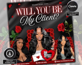February Booking Flyer, Valentines Day Booking Flyer, February Booking, Hair Braids Nail Lash Makeup Wig Install , Appointment Booking Flyer