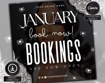 January Booking Flyer, New Year Hair Flyer, New Year Braid Flyer, New Year Braid Flyer, New Year Lash Flyer, New Year Wax Flyer, Makeup