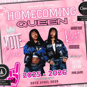 Homecoming Queen flyer , Homecoming Flyer , homecoming campaign flyer Vote Homecoming, HOCO Flyer, Vote for me Flyer, Pink HOCO Flyer