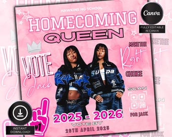 Homecoming Queen flyer , Homecoming Flyer , homecoming campaign flyer Vote Homecoming, HOCO Flyer, Vote for me Flyer, Pink HOCO Flyer