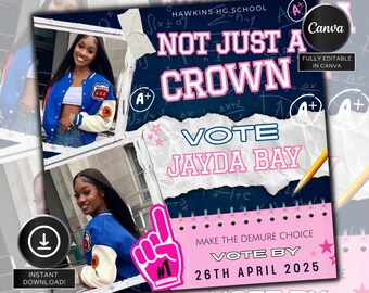 Homecoming Queen flyer , Homecoming Flyer , homecoming campaign flyer Vote Homecoming, HOCO Flyer, Vote for me Flyer, Pink HOCO Flyer