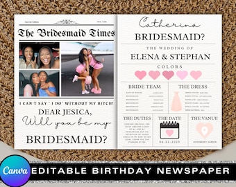 Plantilla de periódico de cumpleaños de Canva, periódico de cumpleaños editable, plantilla de periódico grande, periódico de cumpleaños para fotografía