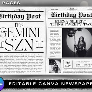 Canva Birthday Newspaper Template, Editable Newspaper Birthday, Large Newspaper Template, Birthday Newspaper For Photography
