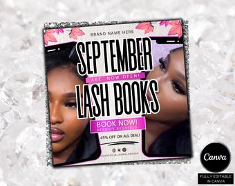 September Booking Flyer, Fall Season Booking Flyer, September Books Open, September Lash Nails Braids MUA Wig Autumn Flyer, Fall Szn Sale