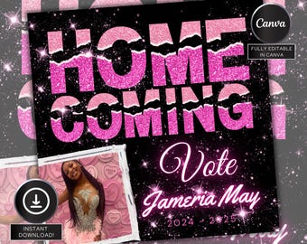 Homecoming Flyer, Vote Homecoming, HOCO Flyer, Homecoming Queen Flyer, Homecoming King Flyer, Homecoming Class Campaign Flyer, DIY Canva