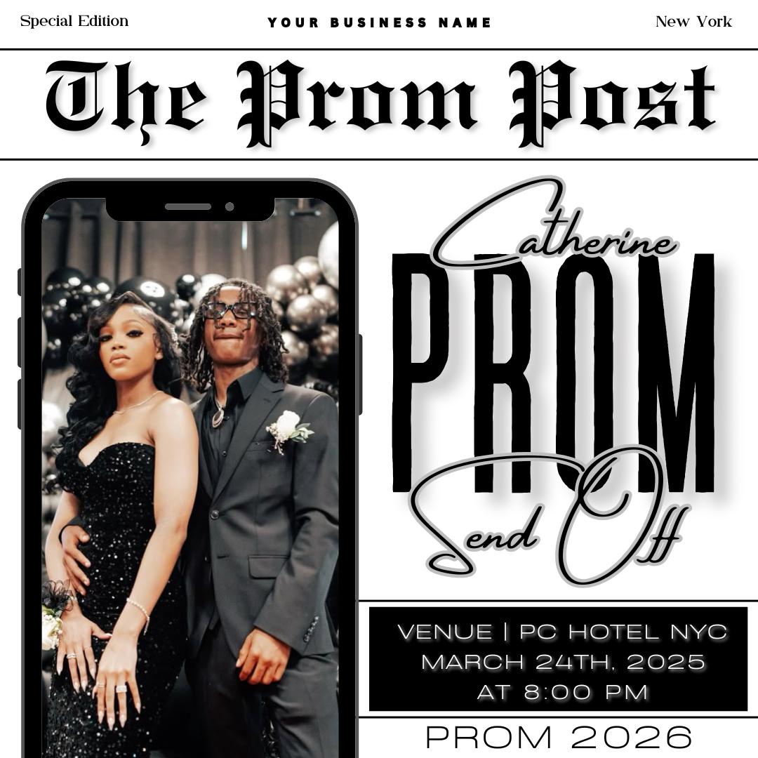 Instant Prom Design Newspaper Prom Send off Flyer, DIY Prom Flyer, Prom Canva Template ...