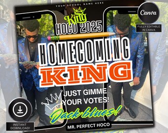 Homecoming Flyer | Vote HOCO Flyer, Homecoming King Flyer, HOCO Campaign Flyer, Homecoming Season, Premade Homecoming Flyer, Edit in Canva