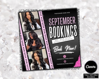 September Booking Flyer, Fall Season Booking Flyer, September Books Open, September Lash Nails Braids MUA Wig Autumn Flyer, Fall Szn Sale