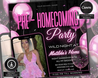Pre Homecoming Party Flyer,Homecoming Flyer,Vote Homecoming,HOCO Flyer,Homecoming Queen Flyer,Homecoming King Flyer,Homecoming Campaign Flye