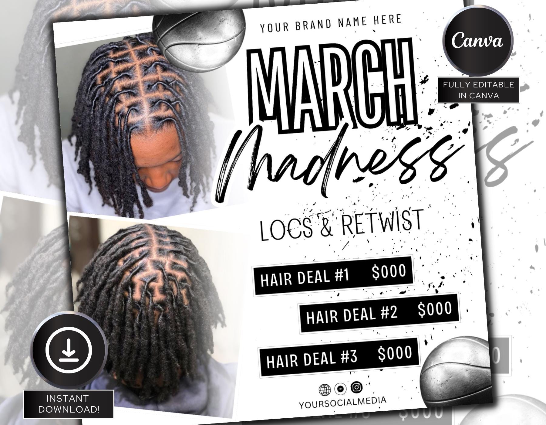 March Locs and Styles Bookings Flyer,locs & Styles Flyer,social Media ...