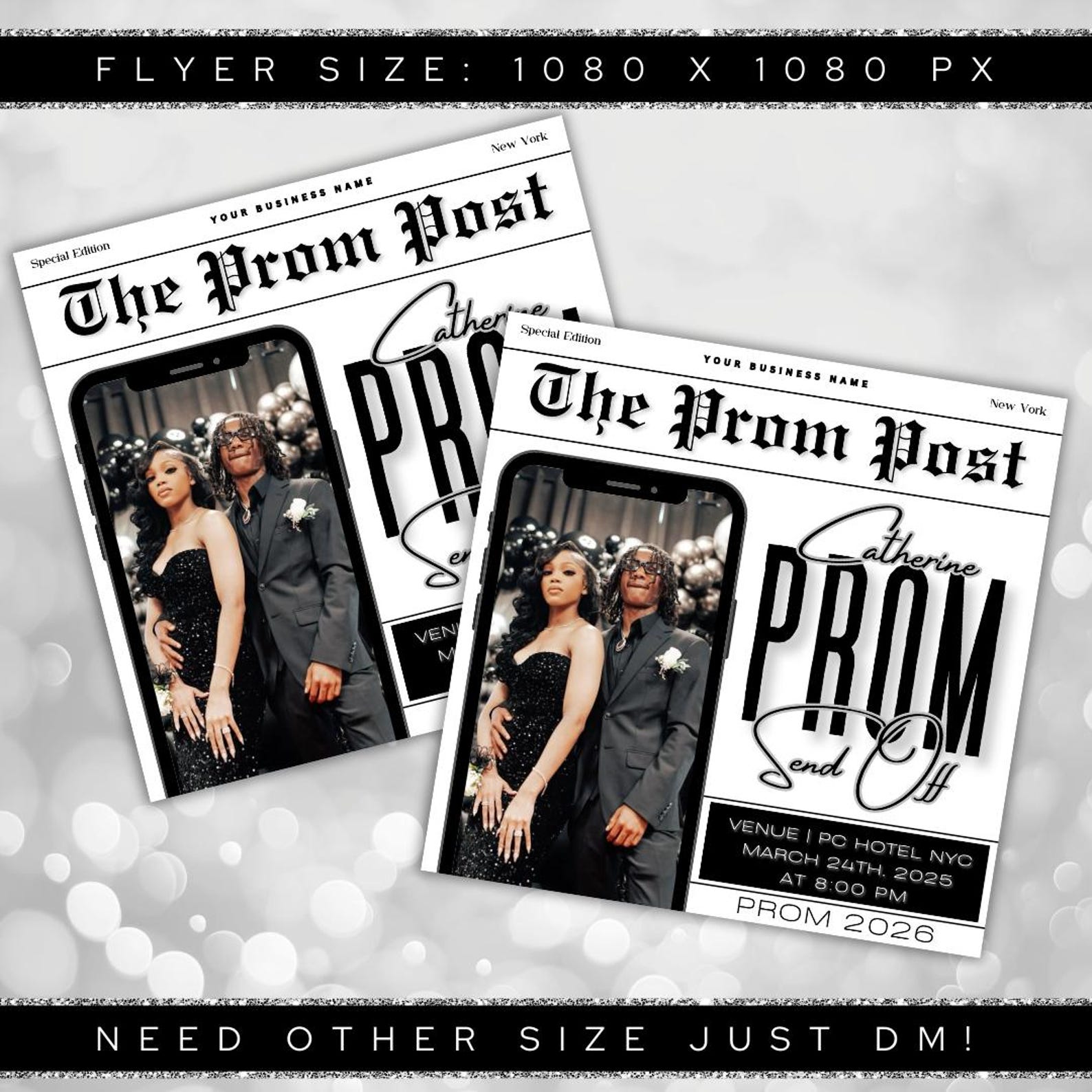 Instant Prom Design Newspaper Prom Send off Flyer, DIY Prom Flyer, Prom Canva Template ...