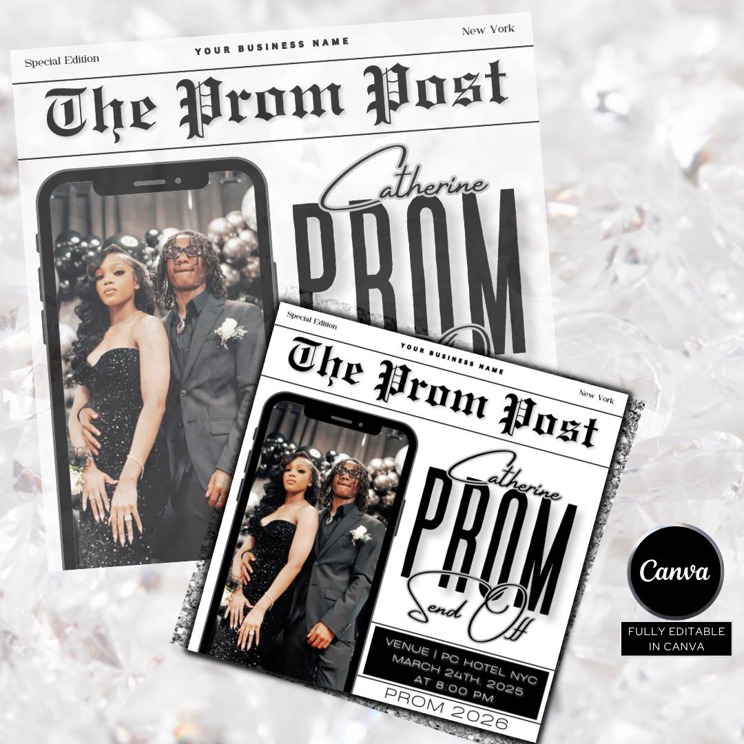 Instant Prom Design Newspaper Prom Send off Flyer, DIY Prom Flyer, Prom Canva Template ...