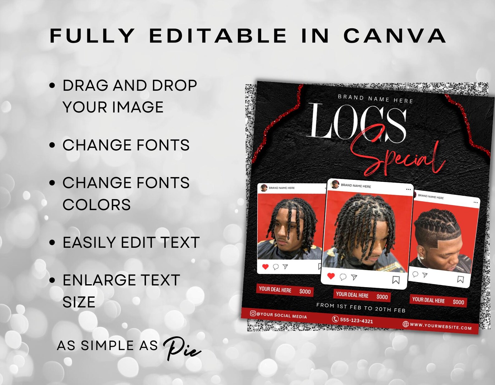 Locs and Styles Flyer, Barbershop, Loc Retwist, Editable on Canva ...