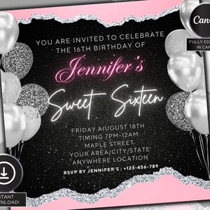 Happy Birthday Flyer, Editable Birthday Flyer, Birthday Girl Invitation, Birthday Invite Template, Birthday Party, Birthday Dinner