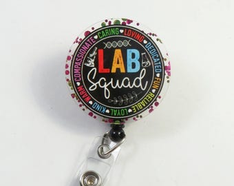 Lab Squad Badge reel, ACRYLIC badge reel, Lab badge reel, lab technician badge reel, nurse badge reel