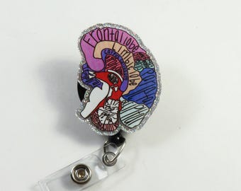 Brain acrylic badge reel, Neoro badge reel, Neurosurgeon badge reel, ACRYLIC badge reel