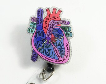 Heart design badge reel, cardiologist badge reel, retractable badge reel, Acrylic badge reel