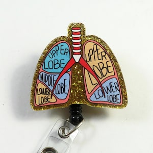 Lungs badge reel, ACRYLIC badge reel, Pulmonologist badge reel, Lungs lanyard, badge holder, retractable badge reel