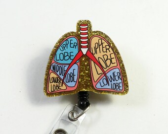 Lungs badge reel, ACRYLIC badge reel, Pulmonologist badge reel, Lungs lanyard, badge holder, retractable badge reel
