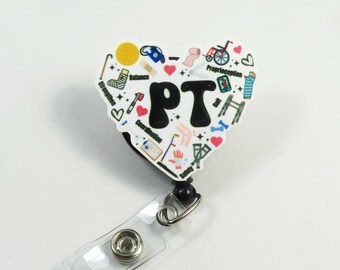 PT badge reel, retractable badge reel, beautiful badge reel, physical therapist badge reel, Acrylic badge reel