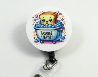 Live laugh and toaster bath very cute funny badge reel, beautiful badge reel, Acrylic badge reel, retractable badge holder