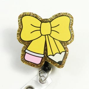 Porta badge a forma di matita, porta badge a bobina per insegnanti, porta badge retrattile, porta badge a bobina con motivo a matita, porta badge in ACRILICO