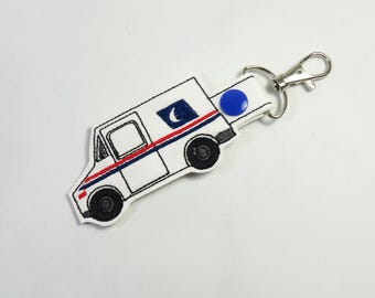 Onglet pression pour camion postal, beau porte-clés, porte-clés postal, porte-clés, beaux cadeaux, cadeaux camion postal