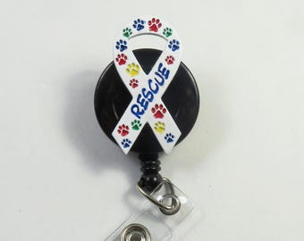 Rescue paw badge reel, all color paw badge reel, pet lovers gift, retractable badge reel