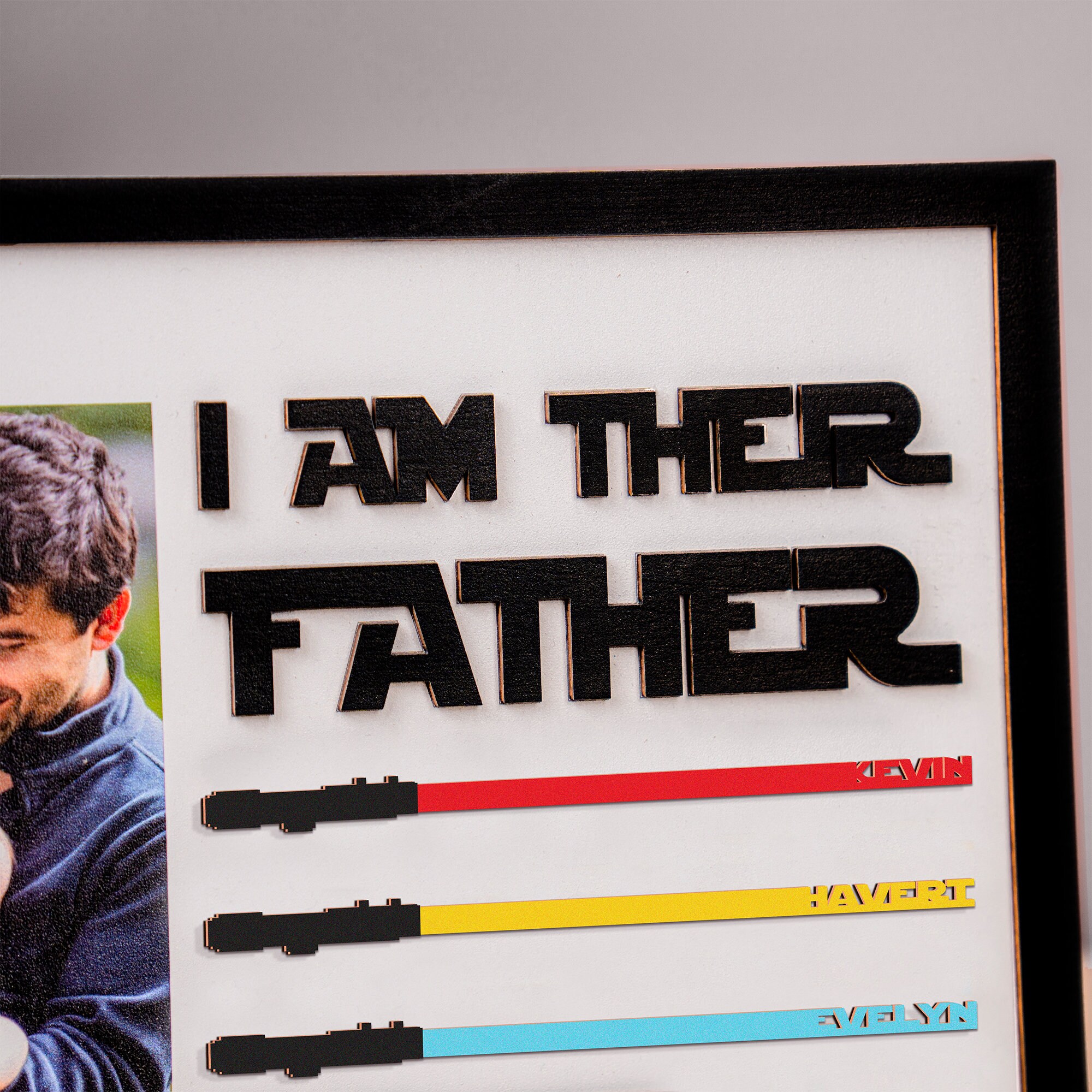 Personalized I Am Their Dad Wooden Sign, Personalized Lightsaber Sign
