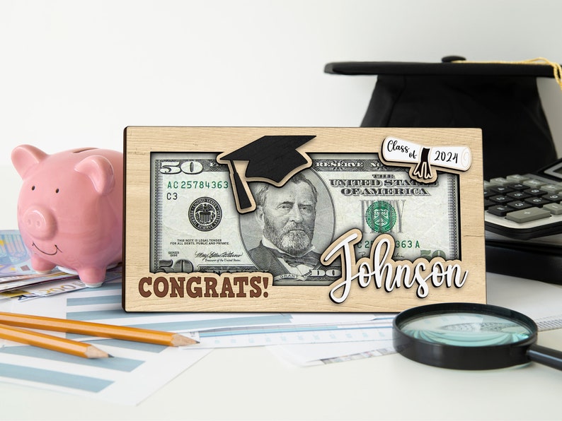 Personalized Graduation Money Gift Holder, Class of 2024 Grad Gift, Graduation Cash Holder, Custom Gift For Graduation, Gift For 2024, MH16 image 1