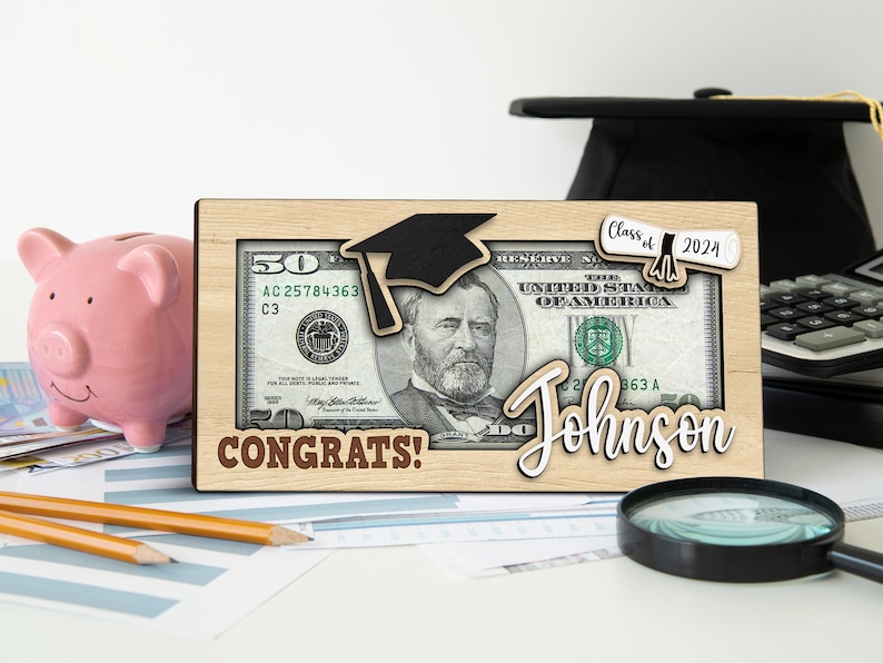 Personalized Graduation Money Gift Holder, Class of 2024 Grad Gift, Graduation Cash Holder, Custom Gift For Graduation, Gift For 2024, MH16 image 1