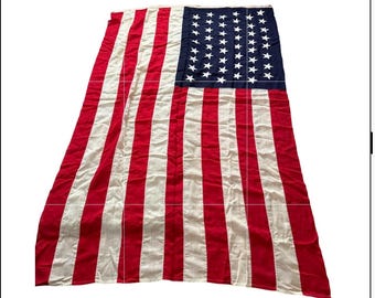 Autentica bandiera americana a 48 stelle – Strisce e stelle cucite – Grande bandiera americana storica decorativa vintage 5x8 – Grande