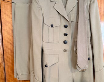 Uniforme de verão vintage para oficial da Força Aérea dos EUA | Jaqueta e calça cáqui prateado | Item militar colecionável da época da Guerra da Coreia