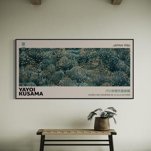 Poster panoramico ispirato a Yayoi Kusama / Arte murale astratta giapponese / Stampa moderna da galleria / Arredamento contemporaneo per la casa