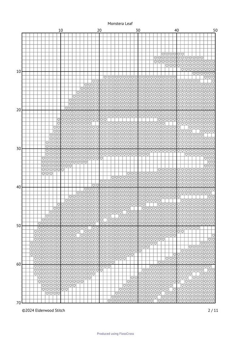 Monstera Leaf - Cross Stitch Pattern, PDF Instant Download, Nature, X ...