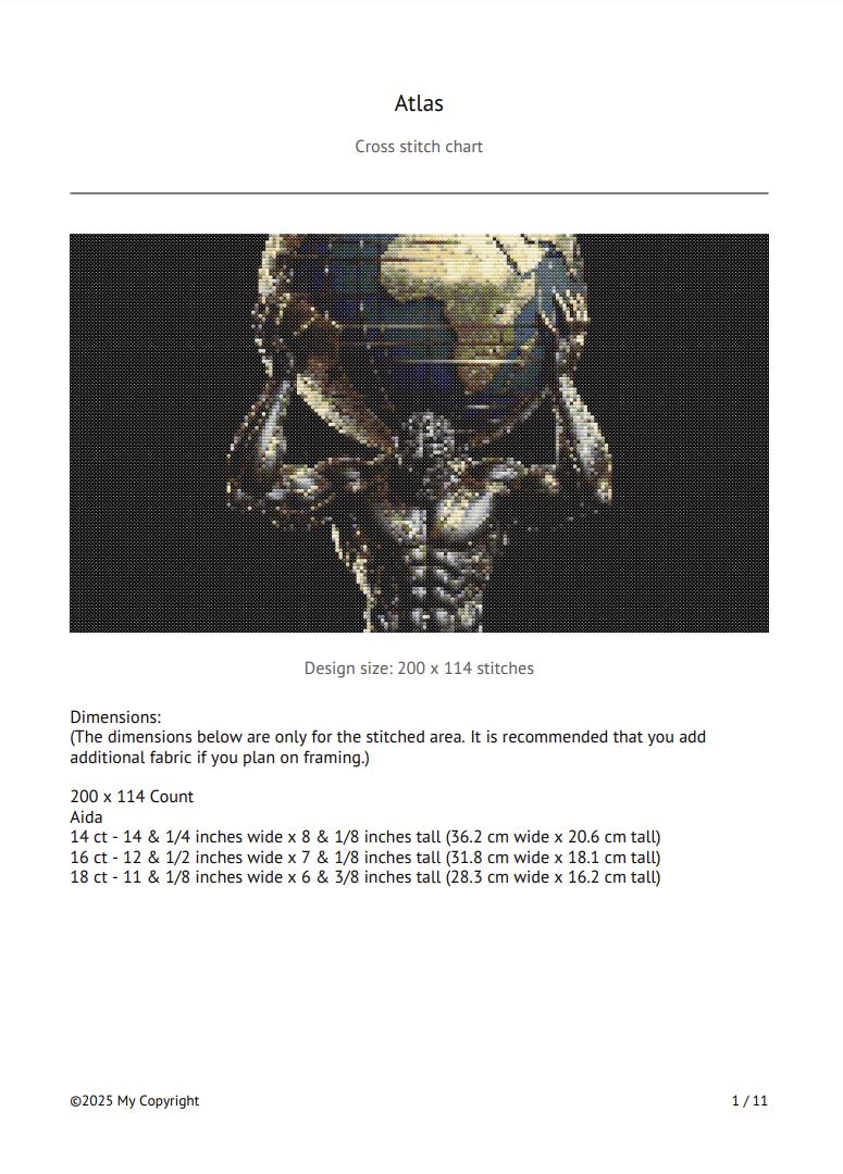 Atlas Holding World Cross Stitch Pattern – Mythology Design (PDF ...