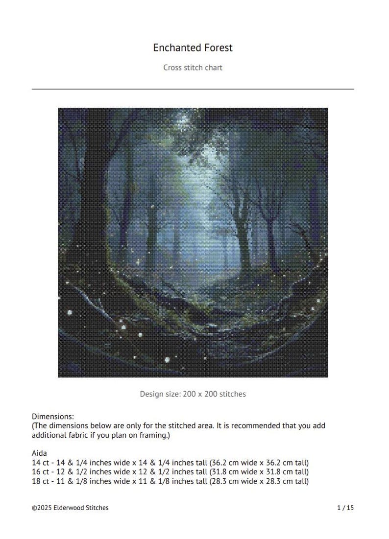 Enchanted Forest Cross Stitch Pattern – Fireflies, Magical Fairytale ...