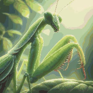 Praying Mantis Cross Stitch Pattern - Bug, Animal, Wildlife, Detailed DMC Design, Printable & Pattern Keeper Compatible, Green, Entomology