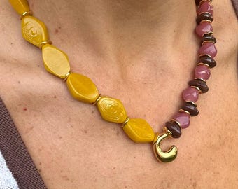 CHELSEA Initial necklace  Mustard/rose/chocolate | Personalised Jewellery | Initital necklace