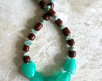 VALENTINE Necklace | Teal Wine Beadwork | Statement Color Combo |Gift for Her