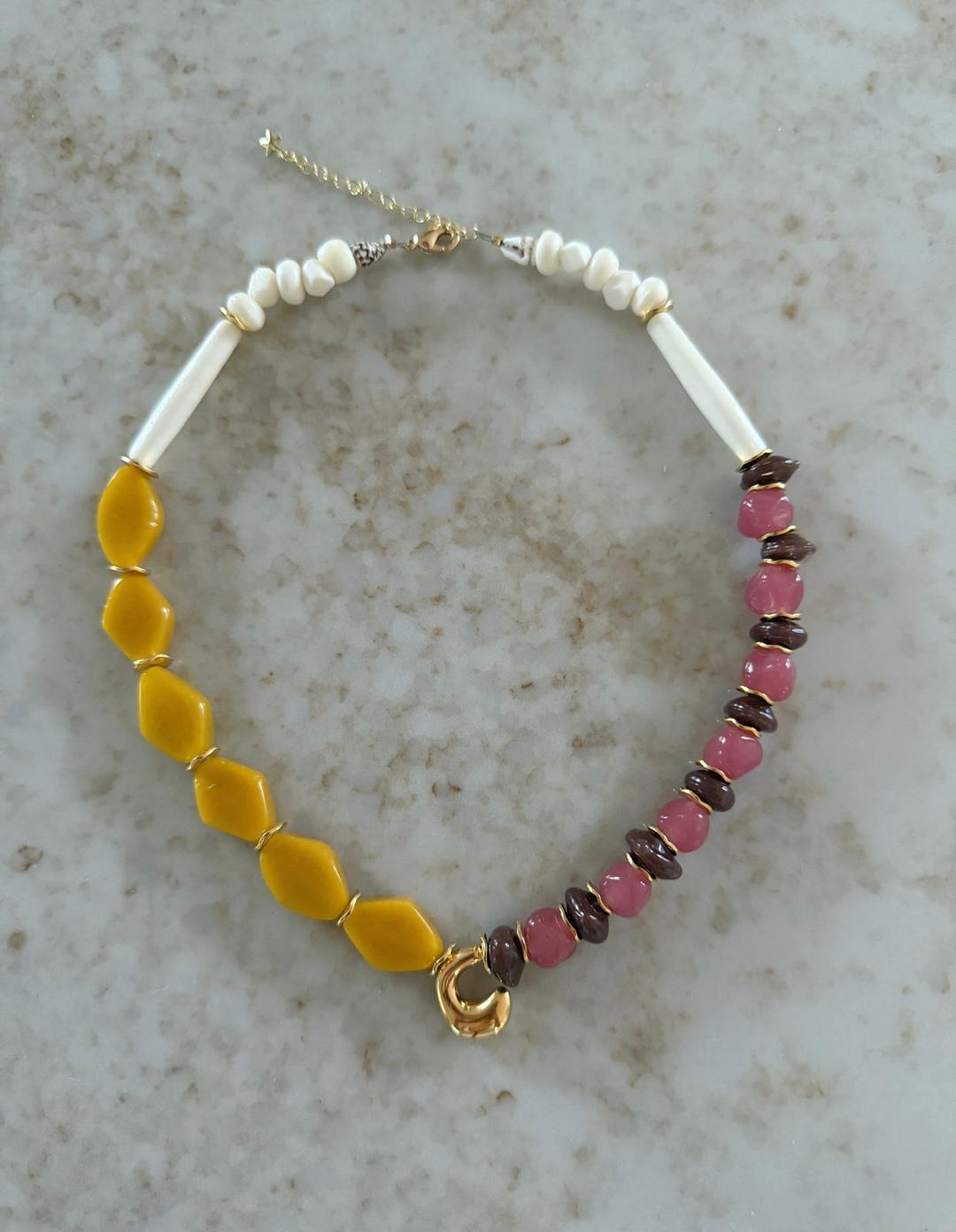 CHELSEA Initial Necklace - Mustard/rose/chocolate - Etsy Australia